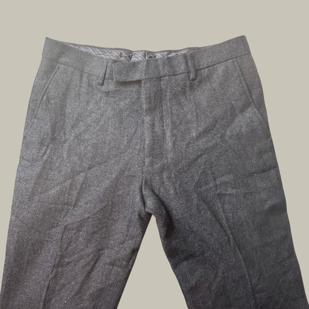 Edge by WD-NY Dress Pants Mens 29x32 Slim Fit Charcoal Herringbone Wool NEW